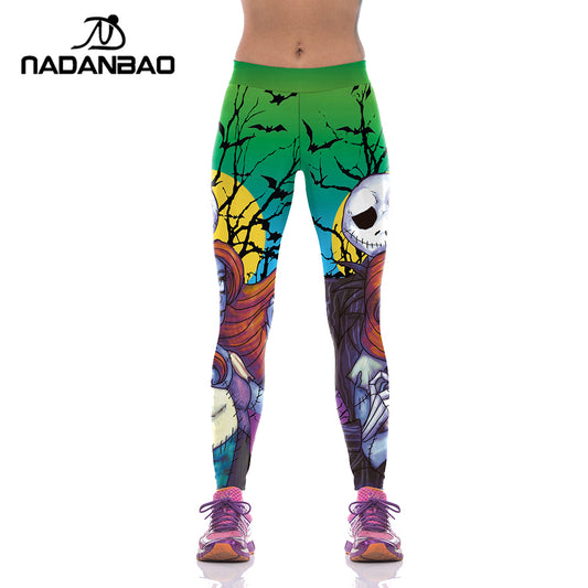 NADANBAO Autumn Jack Skellington Leggings Women Halloween The Nightmare Before Christmas Legging Party Cosplay Printed Leggins