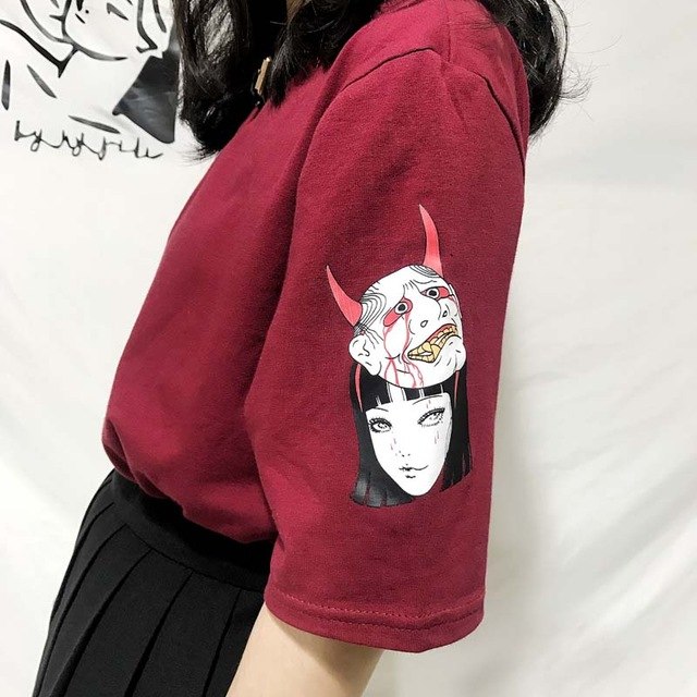NiceMix 2018 Summer Cotton T Shirt Women Harajuku Tumblr Tops T-shirt Print Cartoon Female V-neck Loose Short Sleeve Top Femme