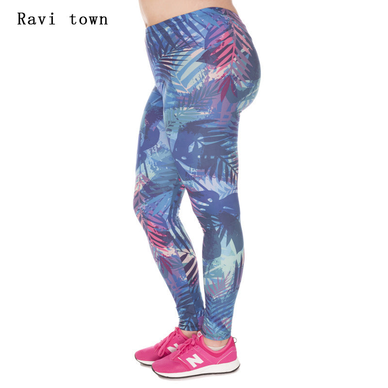 Ravi Town fashion Brand Women Leggings Rainforest printing large Size polyester clothing loose leggings