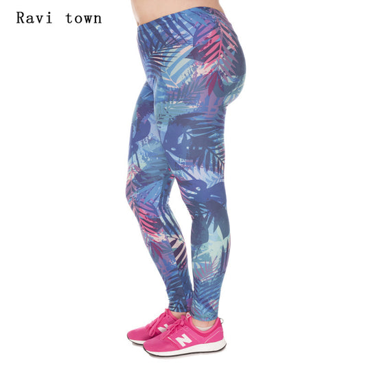 Ravi Town fashion Brand Women Leggings Rainforest printing large Size polyester clothing loose leggings