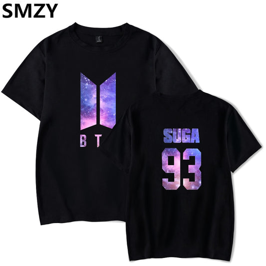 SMZY BTS Kpop Short Sleeve Womens Tee Shirts Korea Pop Idol Bangtan Hip Hop Tshirt Women Cotton Summer Fans T-shirt Women Casual