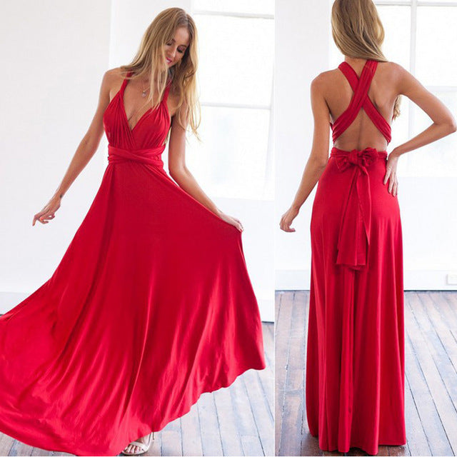 Sexy Phụ Nữ Multiway Bọc Chuyển Đổi Boho Maxi Câu Lạc Bộ Váy Màu Đỏ Bandage Dress Dài Phù Dâu Bên Infinity Robe Longue Femme
