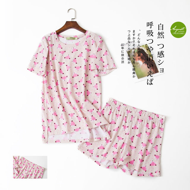 Sexy Summer short pyjamas women shorts Cute cartoon Simple 100% cotton women pajama sets homewear ladies sleepwear nightwear