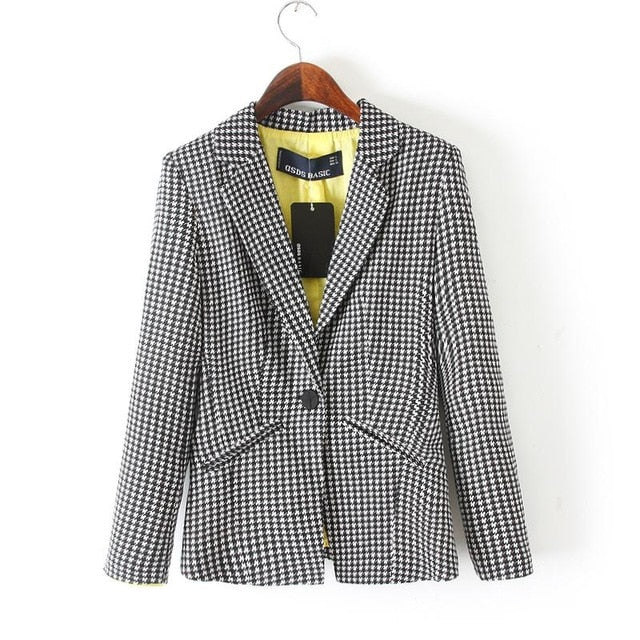 Spring  Autumn Casual  Small Suit Female Casual Suit Coats Wear to Work Short Swallow Gird Jacket Outwear WWT0417