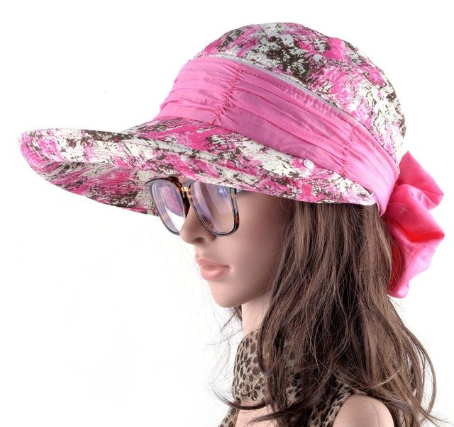 Summer Beach Hats For Women Foldable Bow Wide Brim Visor Caps Anti-UV Sun Chapeau Feminino With Neck Flap Hoeden Voor Vrouwen