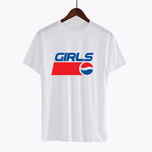 Summer  Pepsi Classic Logo  t shirts cotton women Girls  white color 5 size woman clothes drop shipping