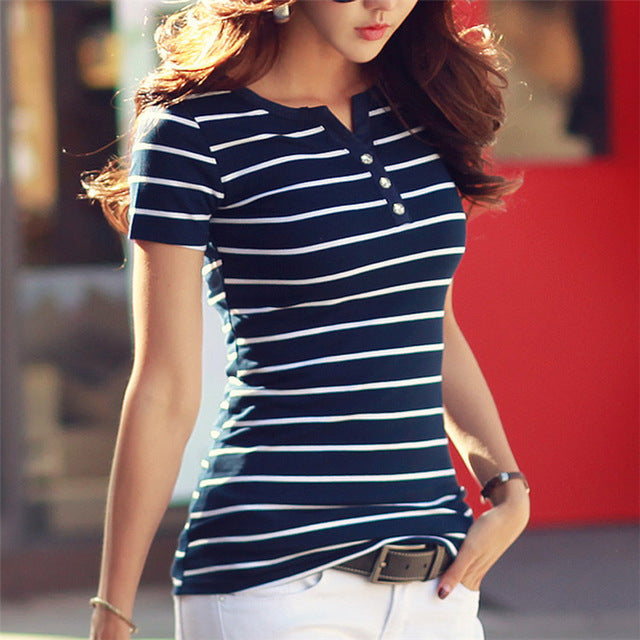 T Shirt Women 2018 Summer Top Shirts Plus Size 5XL Casual Tshirt Striped Female T-Shirt Women's Tops Cotton Tee Shirt Femme