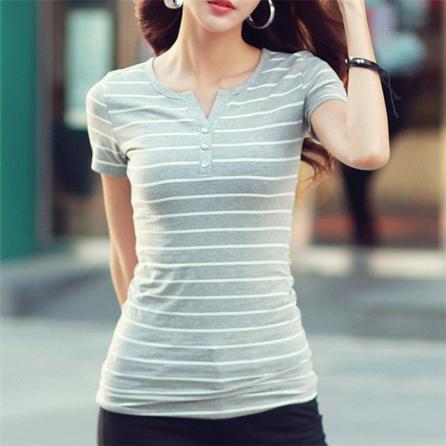 T Shirt Women 2018 Summer Top Shirts Plus Size 5XL Casual Tshirt Striped Female T-Shirt Women's Tops Cotton Tee Shirt Femme