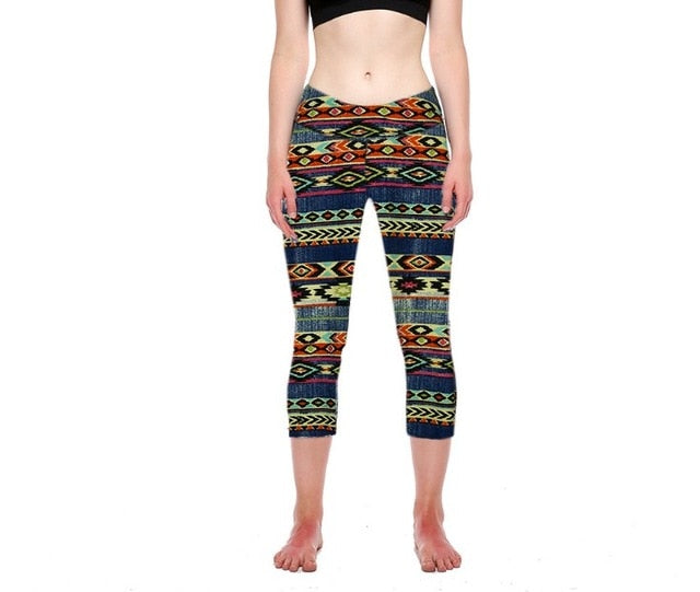 TOIVOTUKSIA Legging Women Print Summer Style Black Pants Capris Women Leggins Female Pants Thin and Soft Mid Calf Legging