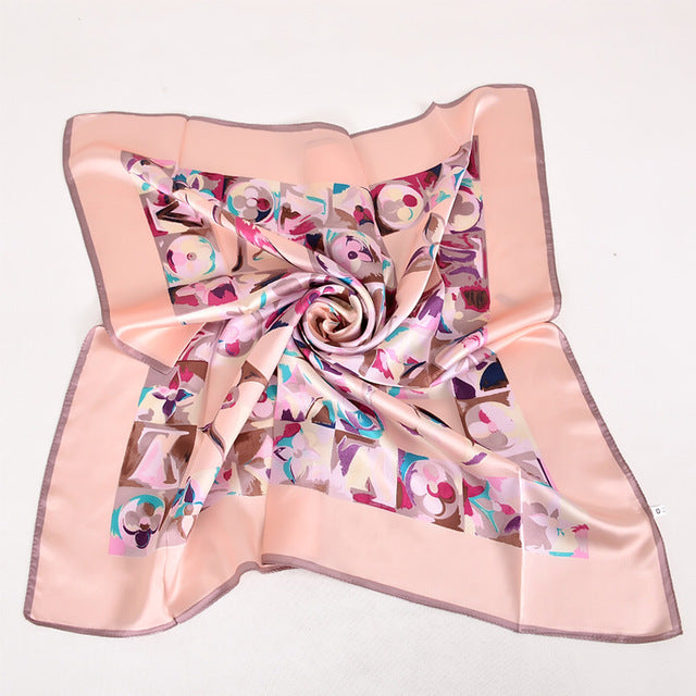 Women Black White 100% Silk Big Square Silk Scarves Printed Fashion Plaid Crepe Satin Scarf Shawl Spring Autumn Scarf Cape 90cm