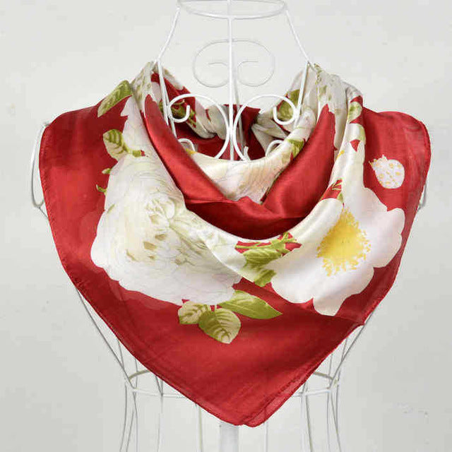Women Black White 100% Silk Big Square Silk Scarves Printed Fashion Plaid Crepe Satin Scarf Shawl Spring Autumn Scarf Cape 90cm