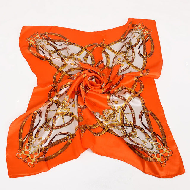 Women Black White 100% Silk Big Square Silk Scarves Printed Fashion Plaid Crepe Satin Scarf Shawl Spring Autumn Scarf Cape 90cm