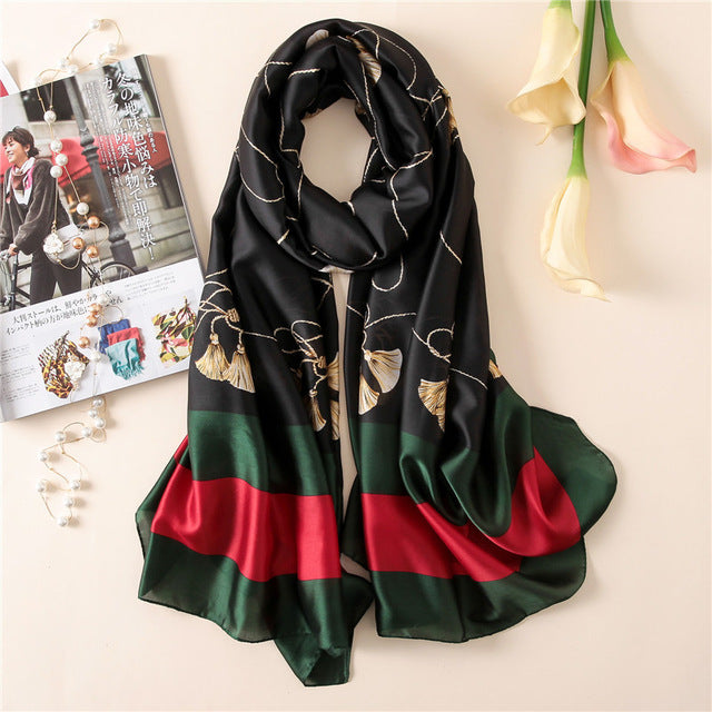 Women's Fashion Silk Scarf Little Bee Printed Scarves High Quality Beach Long Shawls Wraps Femme Foulard 2018 Summer Bandana