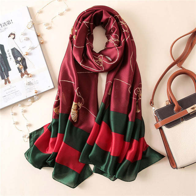 Women's Fashion Silk Scarf Little Bee Printed Scarves High Quality Beach Long Shawls Wraps Femme Foulard 2018 Summer Bandana