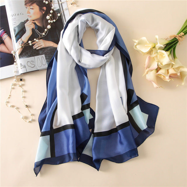 Women's Fashion Silk Scarf Little Bee Printed Scarves High Quality Beach Long Shawls Wraps Femme Foulard 2018 Summer Bandana
