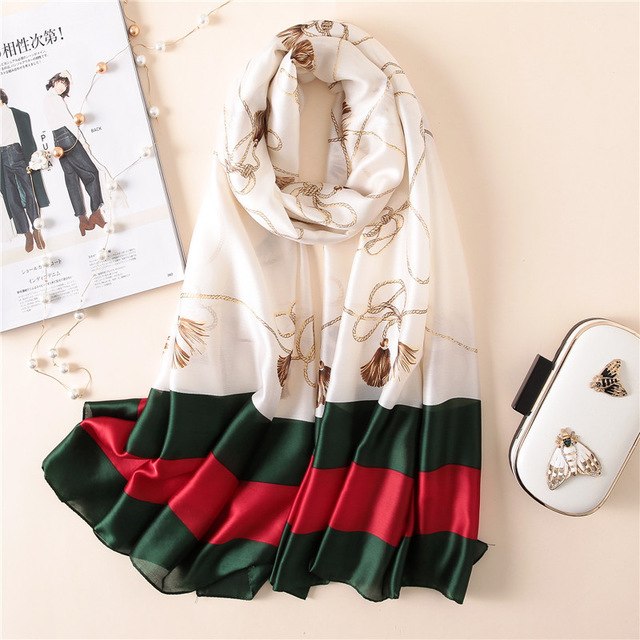 Women's Fashion Silk Scarf Little Bee Printed Scarves High Quality Beach Long Shawls Wraps Femme Foulard 2018 Summer Bandana
