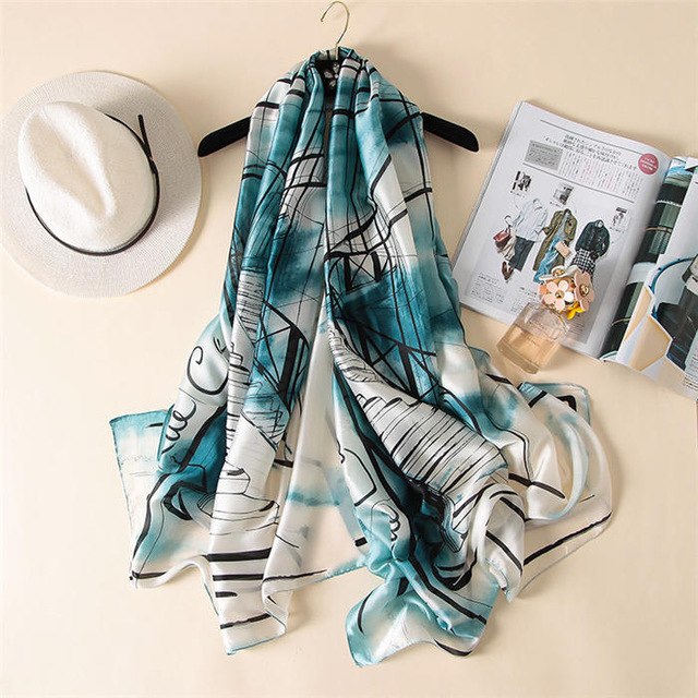 Women's Fashion Silk Scarf Little Bee Printed Scarves High Quality Beach Long Shawls Wraps Femme Foulard 2018 Summer Bandana