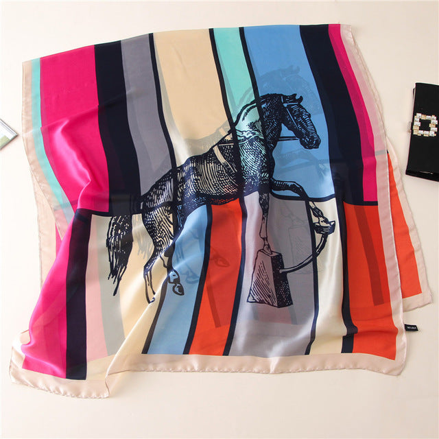 Women's Fashion Silk Scarf Little Bee Printed Scarves High Quality Beach Long Shawls Wraps Femme Foulard 2018 Summer Bandana