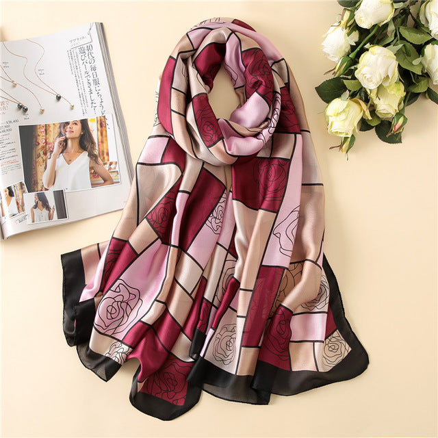 Women's Fashion Silk Scarf Little Bee Printed Scarves High Quality Beach Long Shawls Wraps Femme Foulard 2018 Summer Bandana