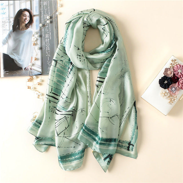 Women's Fashion Silk Scarf Little Bee Printed Scarves High Quality Beach Long Shawls Wraps Femme Foulard 2018 Summer Bandana