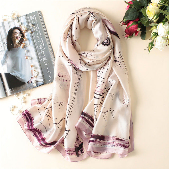 Women's Fashion Silk Scarf Little Bee Printed Scarves High Quality Beach Long Shawls Wraps Femme Foulard 2018 Summer Bandana