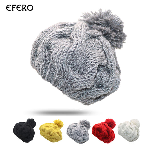 efero 1pcs Ball Cap Winter Hat for Women Girls Hats Knitted Beanies Hat Female Cap Crochet Chapeu Feminino Bonnet Femme Gorros