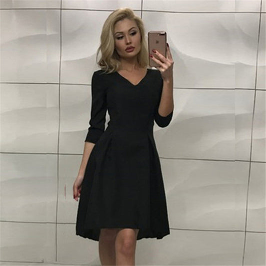 Summer Dress 2018 New Women V Neck Backless Black Sexy Party Dresses Knee Length Vintage Elegant Bodycon Dress Vestido