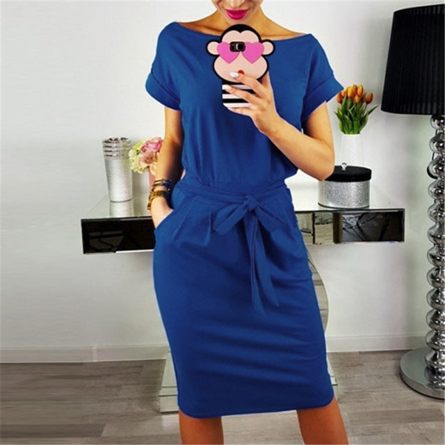 2018 New Summer Women Casual Vintage Dress Knee-Length Sexy Bandage Bodycon Short Sleeve Dresses Sundress vestido