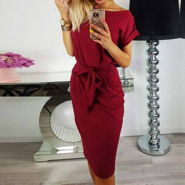 2018 New Summer Women Casual Vintage Dress Knee-Length Sexy Bandage Bodycon Short Sleeve Dresses Sundress vestido