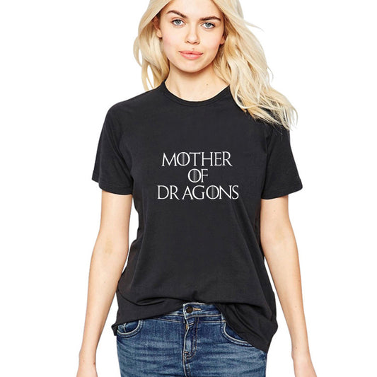 t shirts women 2018 summer black mother of dragons cotton t shirt drop shipping