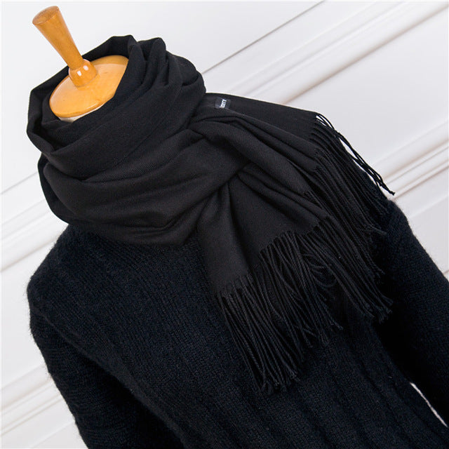 women men solid color cashmere feel scarves femal winter warm thick wool scarf high quality pashmina big shawls wraps for Ladies