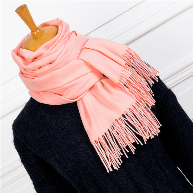 women men solid color cashmere feel scarves femal winter warm thick wool scarf high quality pashmina big shawls wraps for Ladies