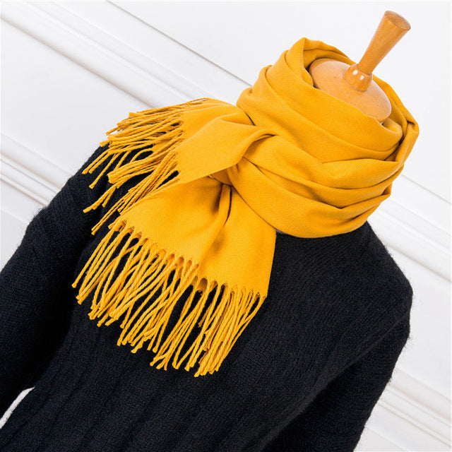 women men solid color cashmere feel scarves femal winter warm thick wool scarf high quality pashmina big shawls wraps for Ladies